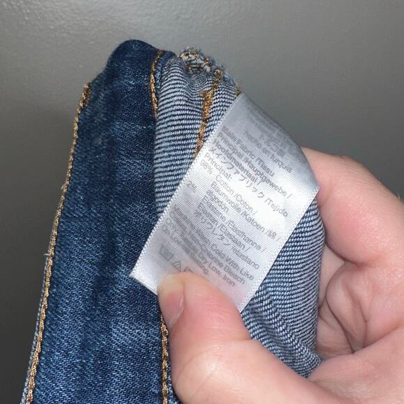 Madewell Mid Rise Kick Out Crop Jeans Frayed Hem Dark Wash Denim 24 Petite - Picture 6 of 7